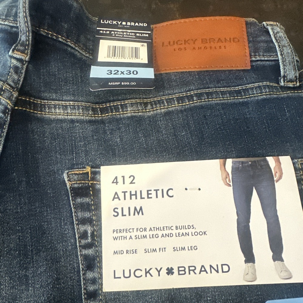 Lucky Brand #11708 NEW Men's 412 Athletic Slim Stretch Jeans MSRP $99 —SZ 32x30